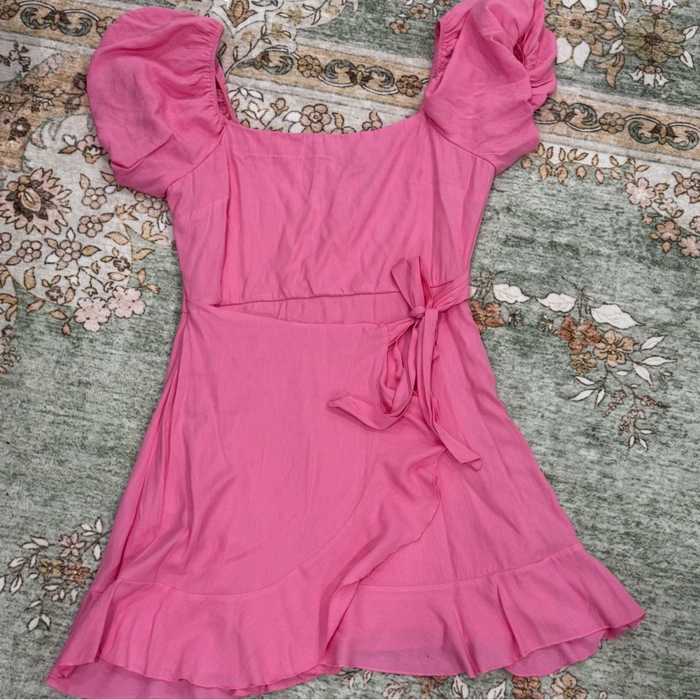 Trixxi Pink Puff Sleeve Dress